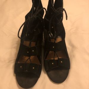 Dolce Vita black lace up wedges size 10